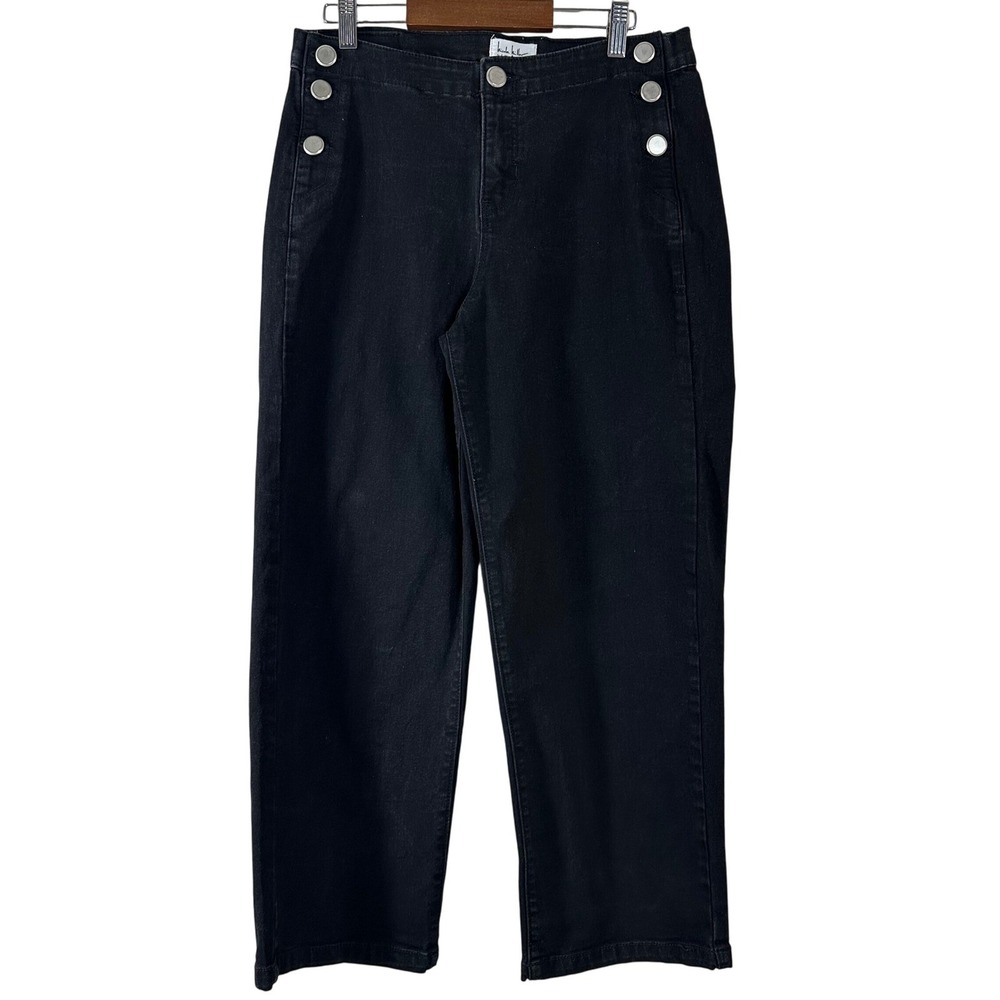Nicole Miller New York Nomad Super High Rise Wide Leg Black Sailor Jeans 6
